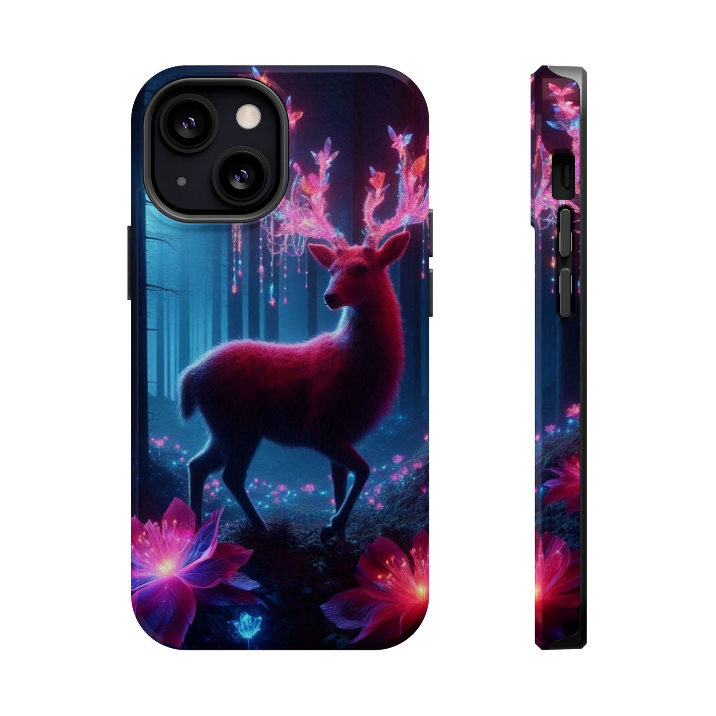 Magnetic Impact-Resistant Phone Case — Neon Fantasy Deer Forest Design