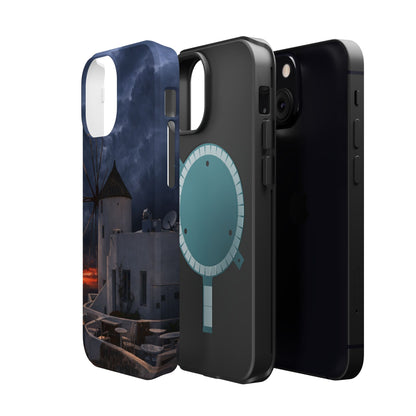 Santorini Windmill Sunset phone case | Magnetic impact-resistant case Greek Island Travel Gift