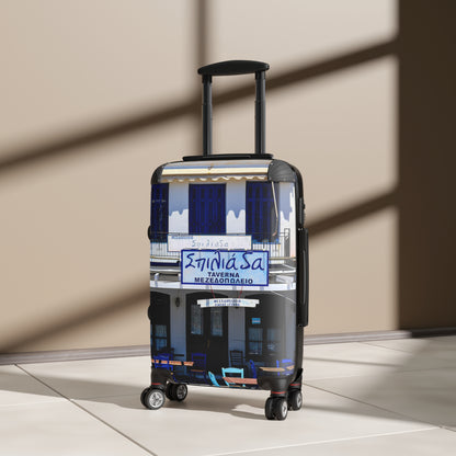 Greek Taverna Photo Suitcase | Blue Shutters Mediterranean Travel Luggage