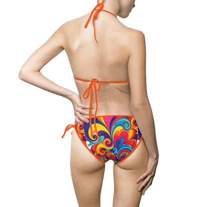 Psychedelic Swirl Bikini — Colorful Retro Tie-Side Two-Piece
