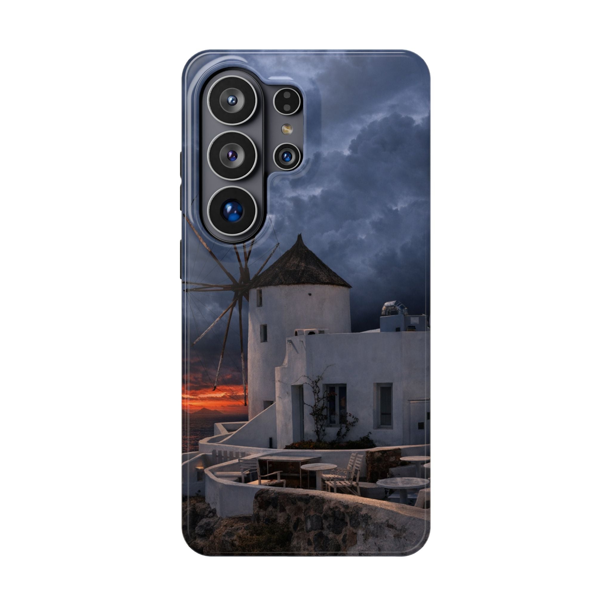 Santorini Windmill Sunset phone case | Magnetic impact-resistant case Greek Island Travel Gift