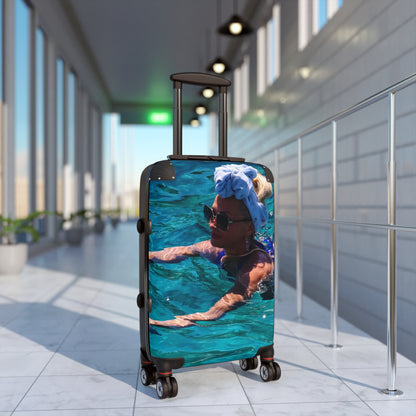 Luxury Antipaxos Greece Suitcase - Woman Swimming in Turquoise Water - Aesthetic Travel Luggage - Unique Greek Island Wanderlust Gift
