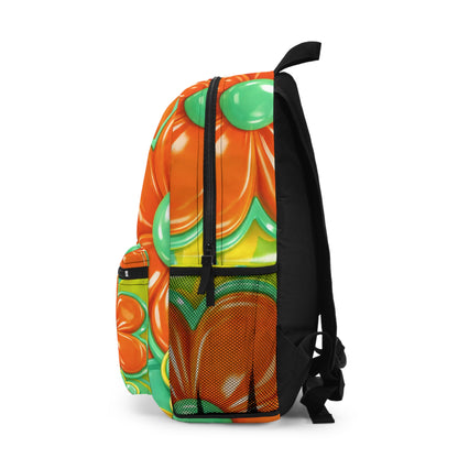 Retro Floral Pattern Backpack  60s Orange Green Flower Design