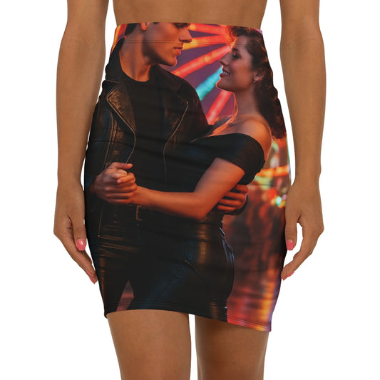 Grease Vibes Mini Skirt — Retro Hollywood Glamour Neon Carnival Nights