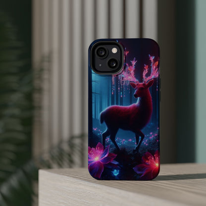 Magnetic Impact-Resistant Phone Case — Neon Fantasy Deer Forest Design