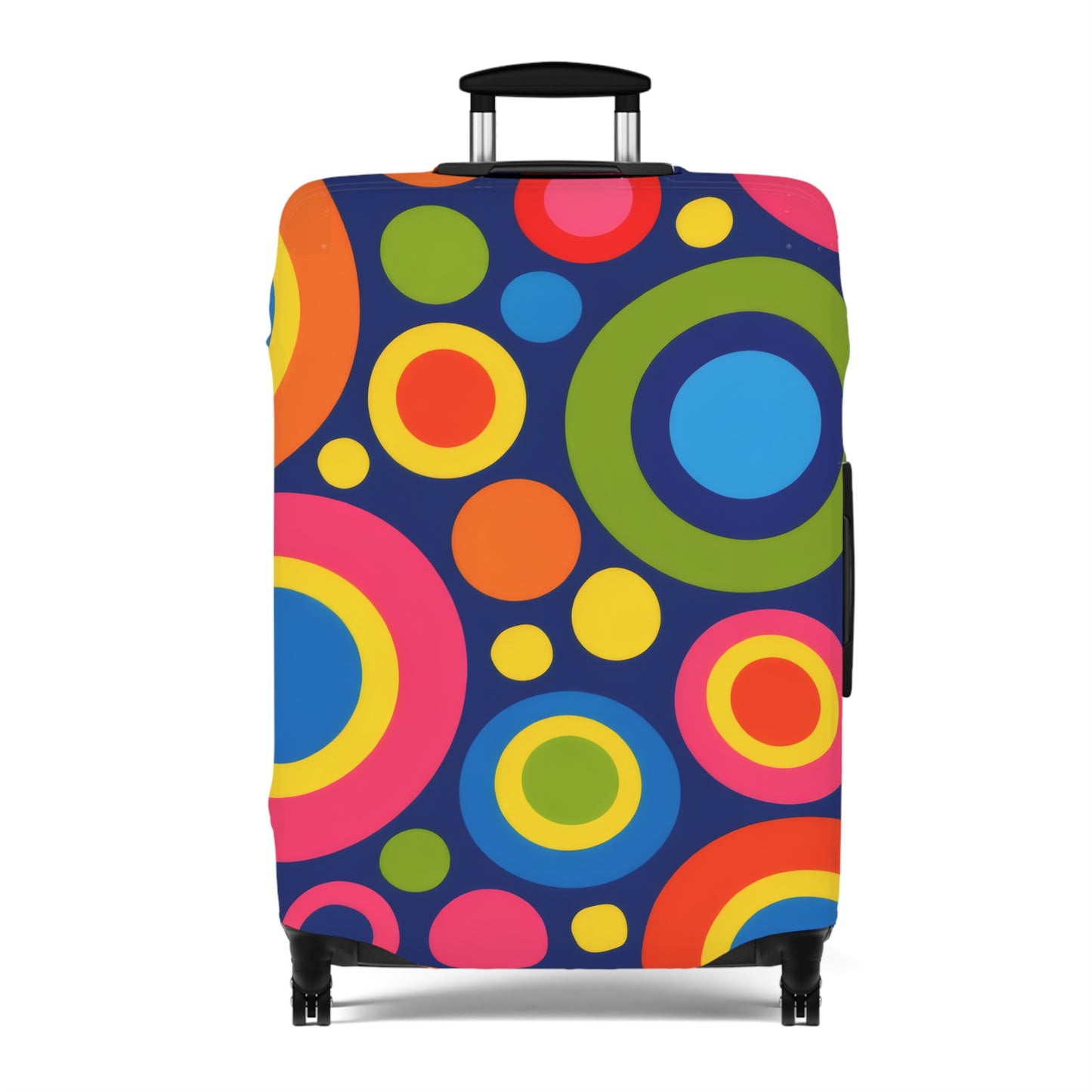 Colorful Retro Circles Luggage Cover — Bright Travel Suitcase Protector