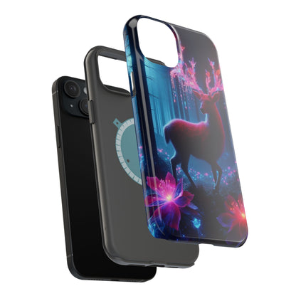 Magnetic Impact-Resistant Phone Case — Neon Fantasy Deer Forest Design