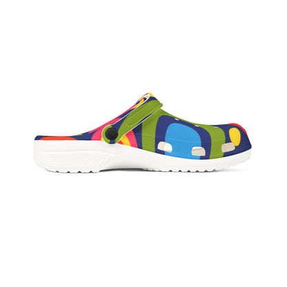Colorful Retro Circle EVA Foam Clogs – Lightweight Slip-On Garden Shoes