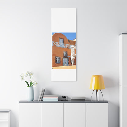 Oia Santorini Orange Facade Canvas — Mediterranean Terracotta Matte Wall Art