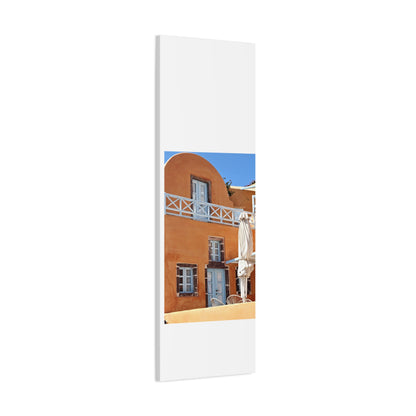 Oia Santorini Orange Facade Canvas — Mediterranean Terracotta Matte Wall Art