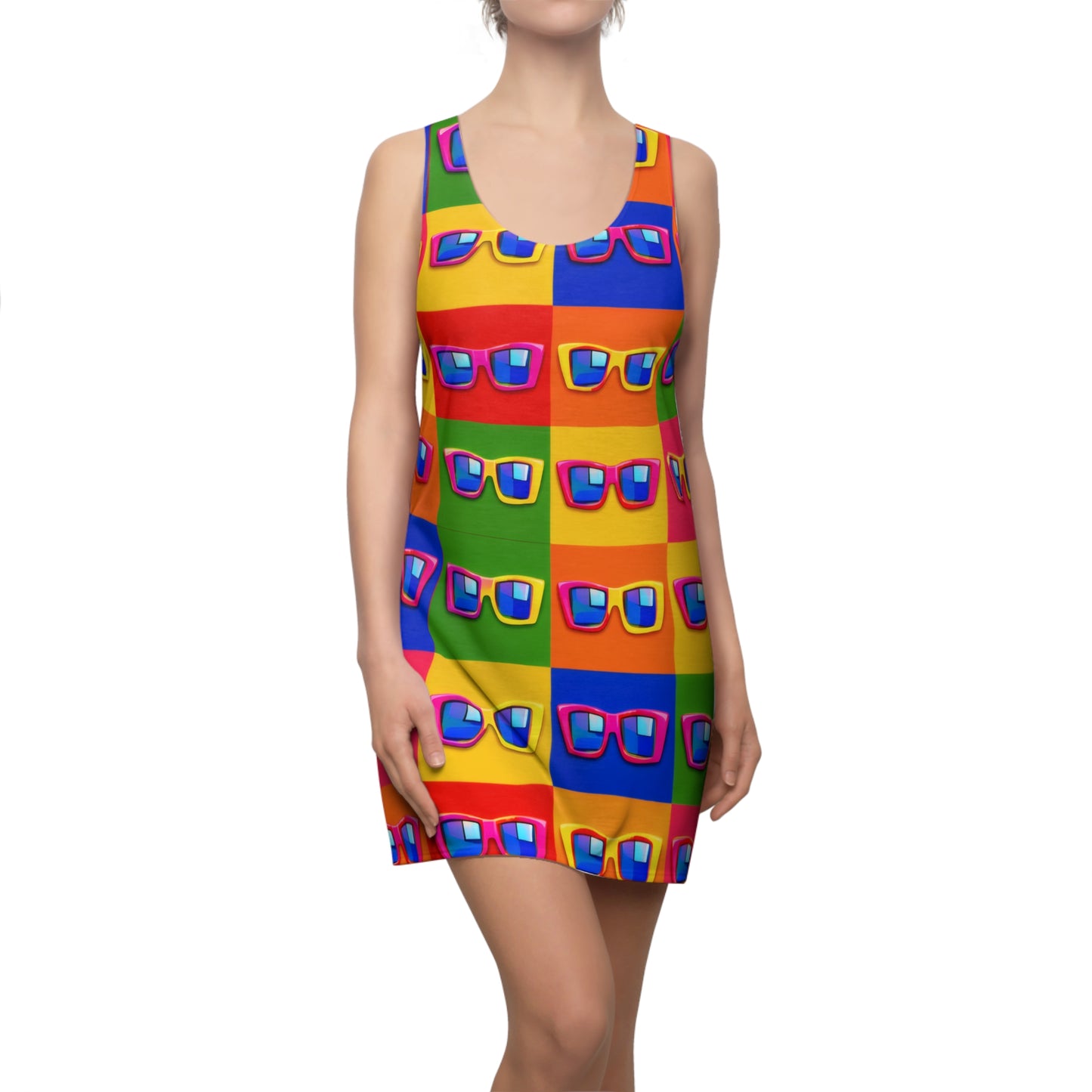 Racerback Dress — Colorful Sunglasses Pop Art All-Over Print