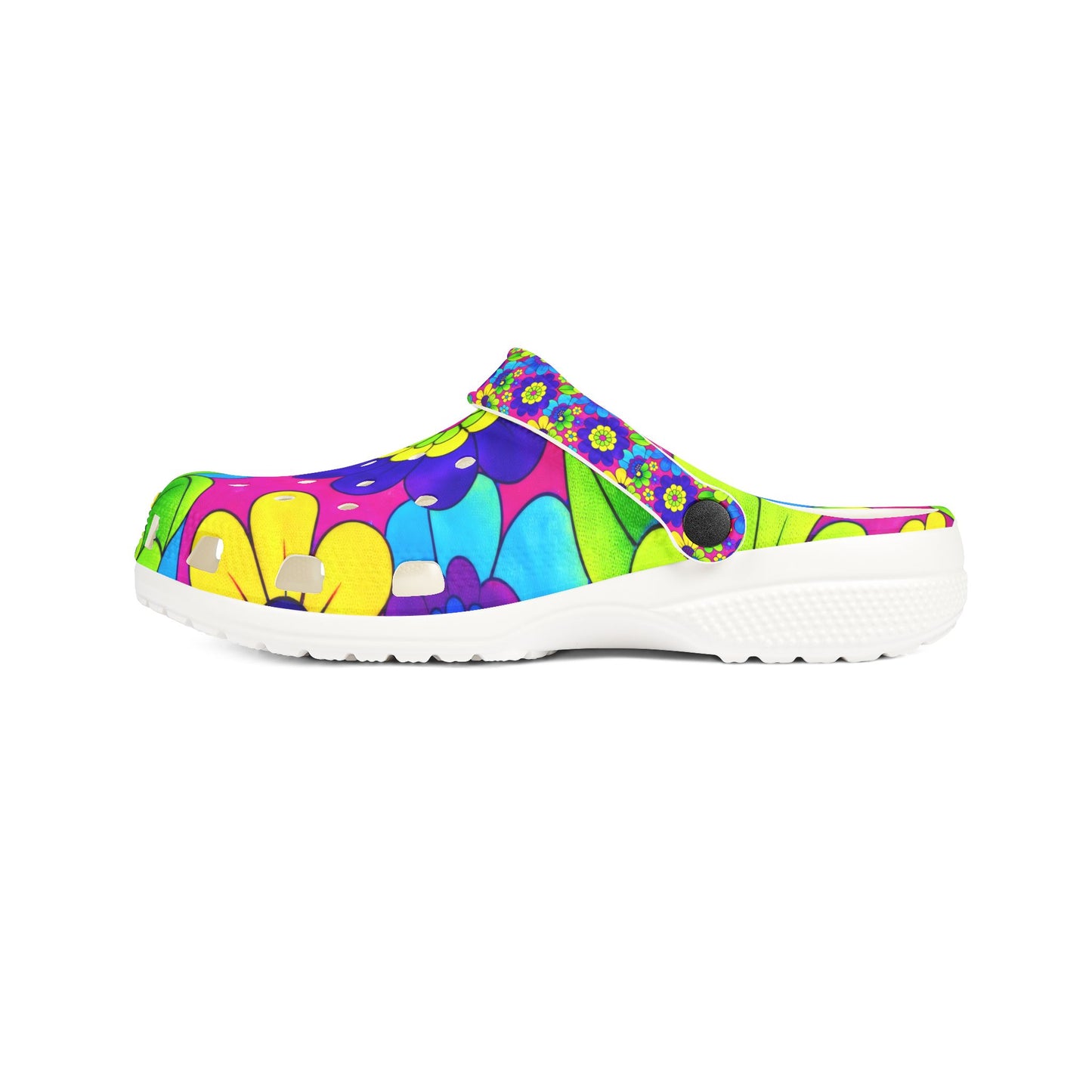 Retro Orange Green Floral Clogs EVA Foam Shoes | Flower Pattern Slip-On