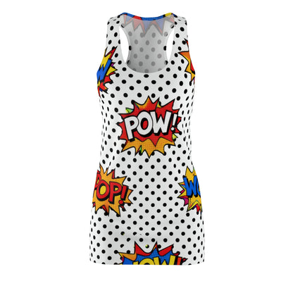 Comic Pop Art Racerback Dress – "WOW!" & "POW!" Polka Dot Print