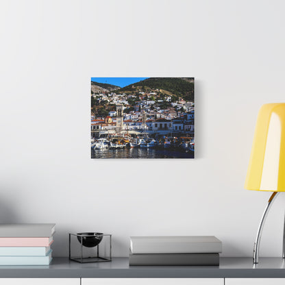 Hydra Island Greece Canvas Print, Mediterranean Harbor Wall Art, Greek Island Coastal Decor, Scenic Travel Photography Poster