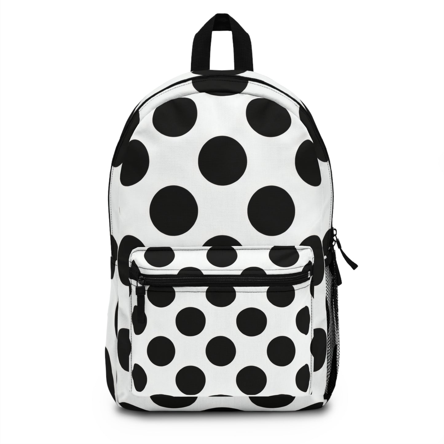 Polka Dot Backpack — Stylish Black & White School Daypack