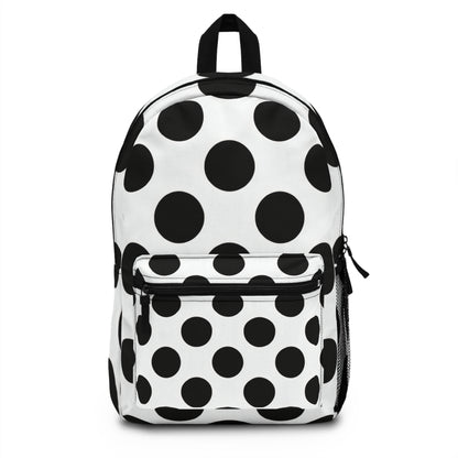 Polka Dot Backpack — Stylish Black & White School Daypack