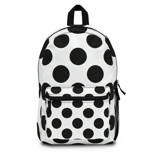 Polka Dot Backpack — Stylish Black & White School Daypack