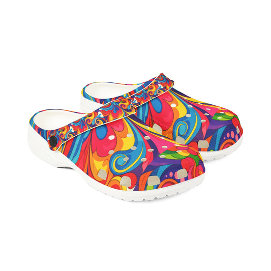 Colorful Psychedelic EVA Foam Clogs – Bright Swirl Garden Shoes