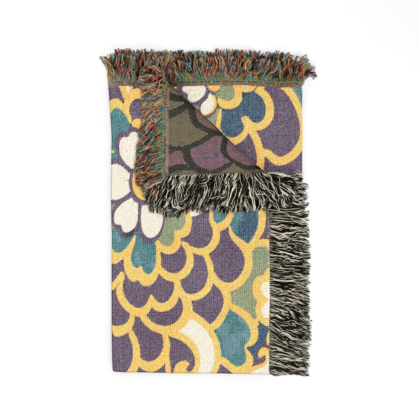 Retro Floral Woven Blanket | Vintage Flower Pattern Throw