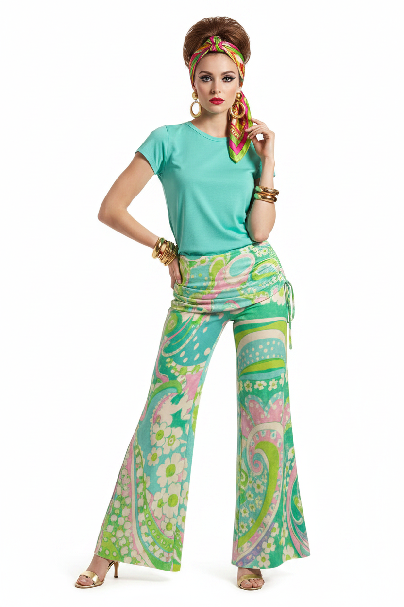 60s Modelka — Paisley Wide Leg Pants