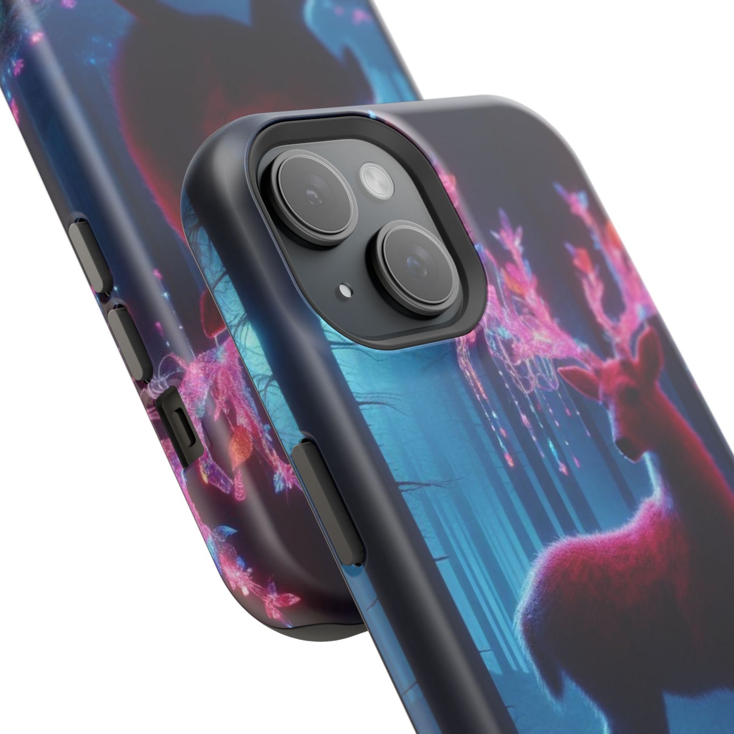 Magnetic Impact-Resistant Phone Case — Neon Fantasy Deer Forest Design