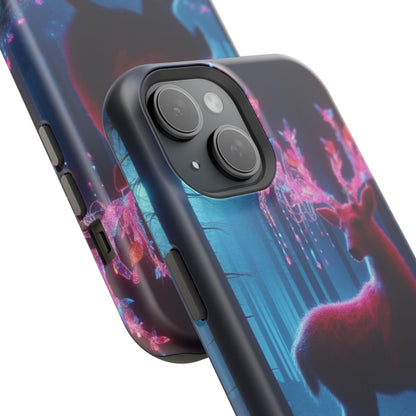 Magnetic Impact-Resistant Phone Case — Neon Fantasy Deer Forest Design