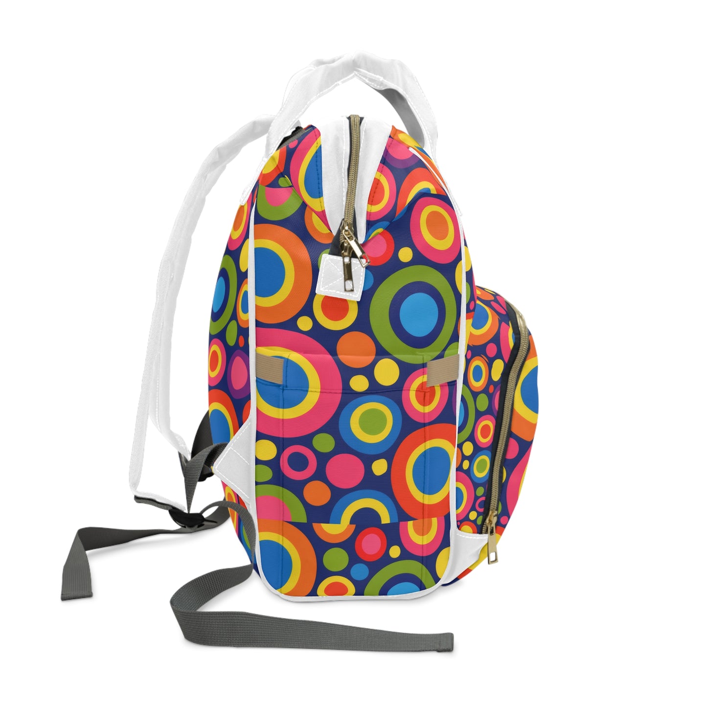 Colorful Retro Circles Diaper Backpack – Multifunctional Baby Bag with Bright Pop Art Print