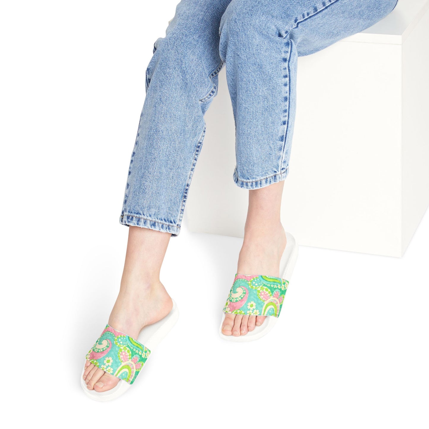 Paisley Slide Sandals — Women's Removable-Strap Summer Slides