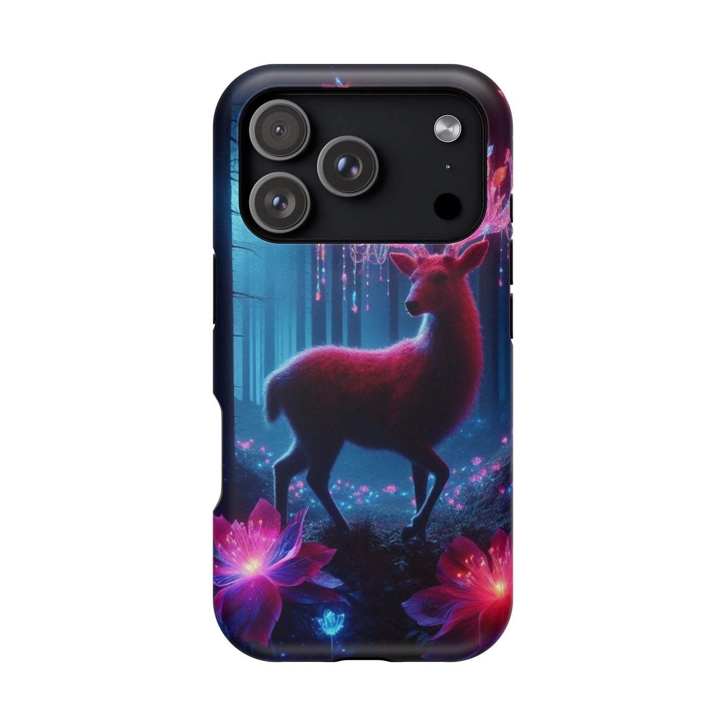 Magnetic Impact-Resistant Phone Case — Neon Fantasy Deer Forest Design