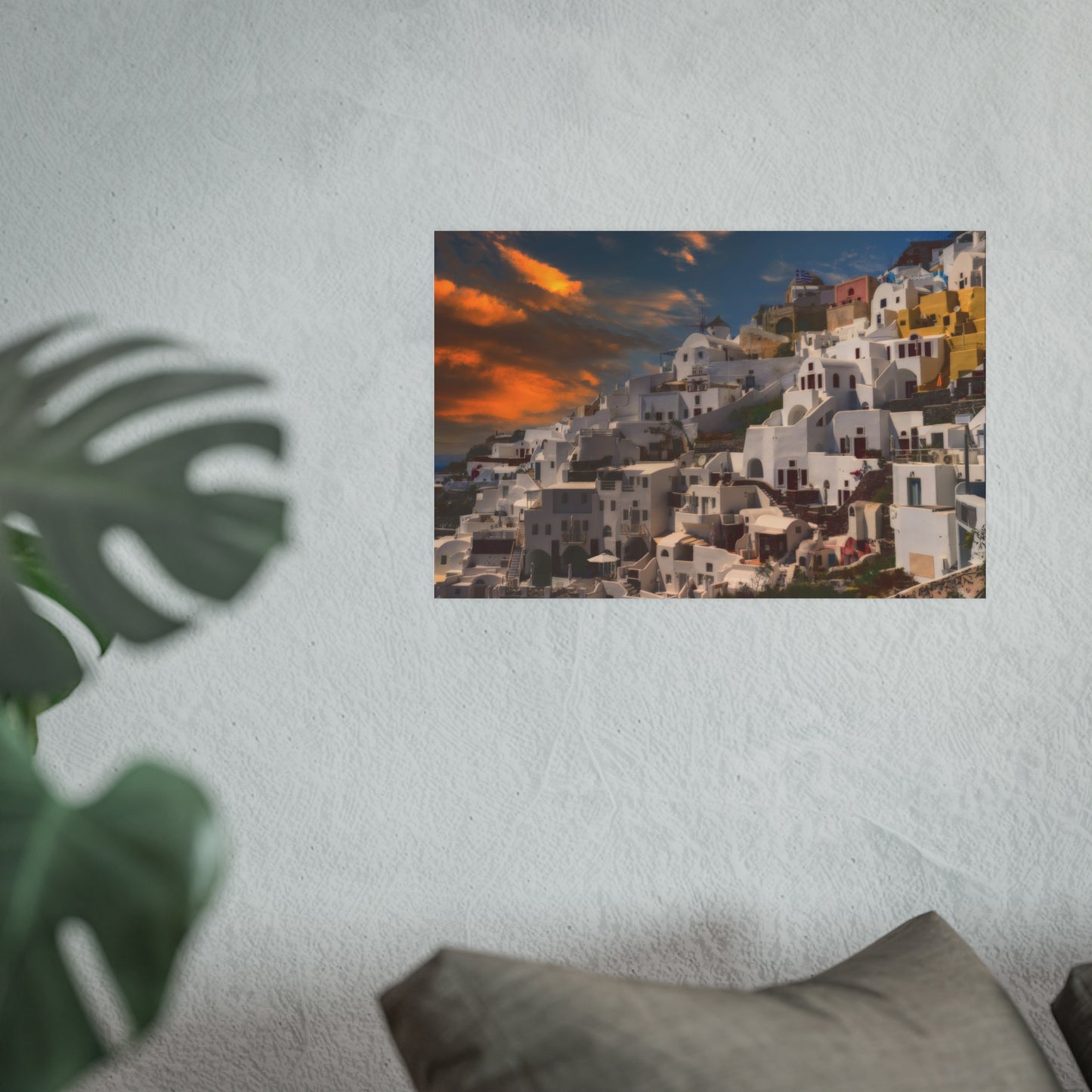 Santorini Sunset Dreams Satin  Poster