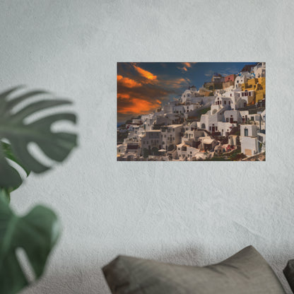 Santorini Sunset Dreams Satin  Poster