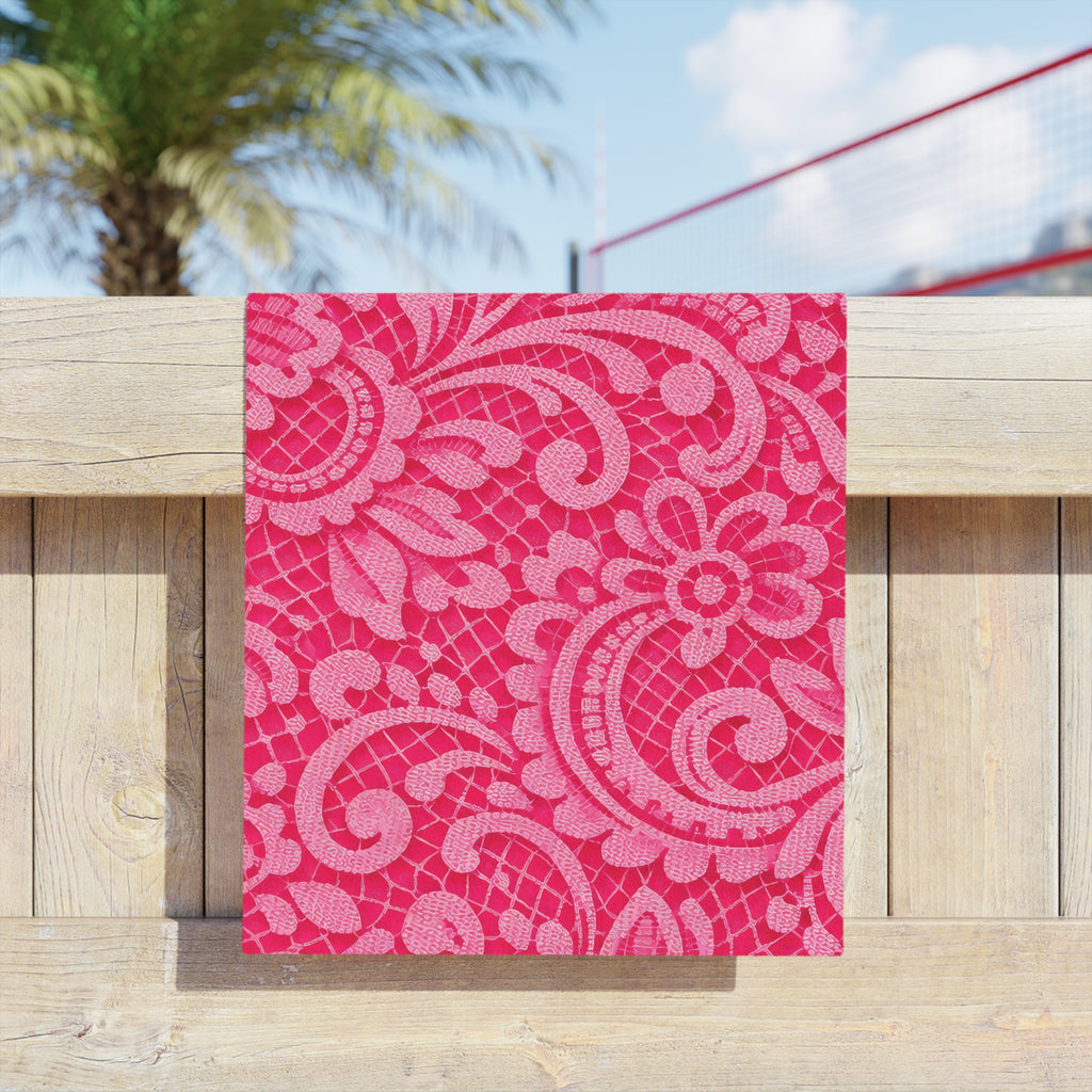 Hot Pink Lace - Romantic Beach Chair Cover