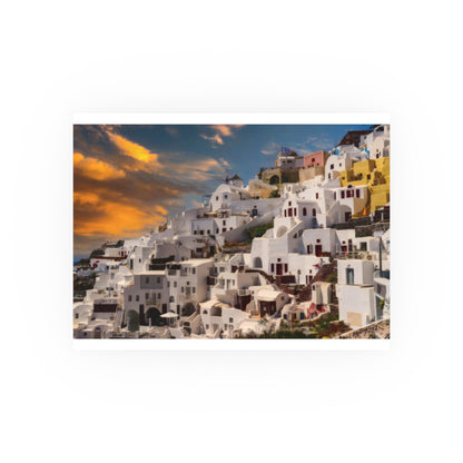 Santorini Sunset Dreams Satin  Poster