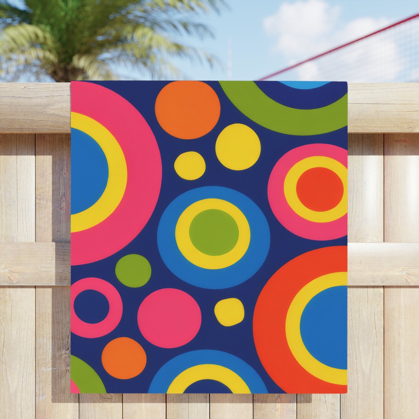 Retro Rainbow Circle Beach Towel — Colorful 60s-Inspired Pattern
