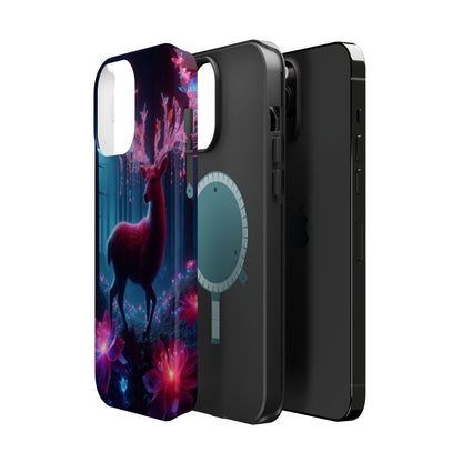 Magnetic Impact-Resistant Phone Case — Neon Fantasy Deer Forest Design
