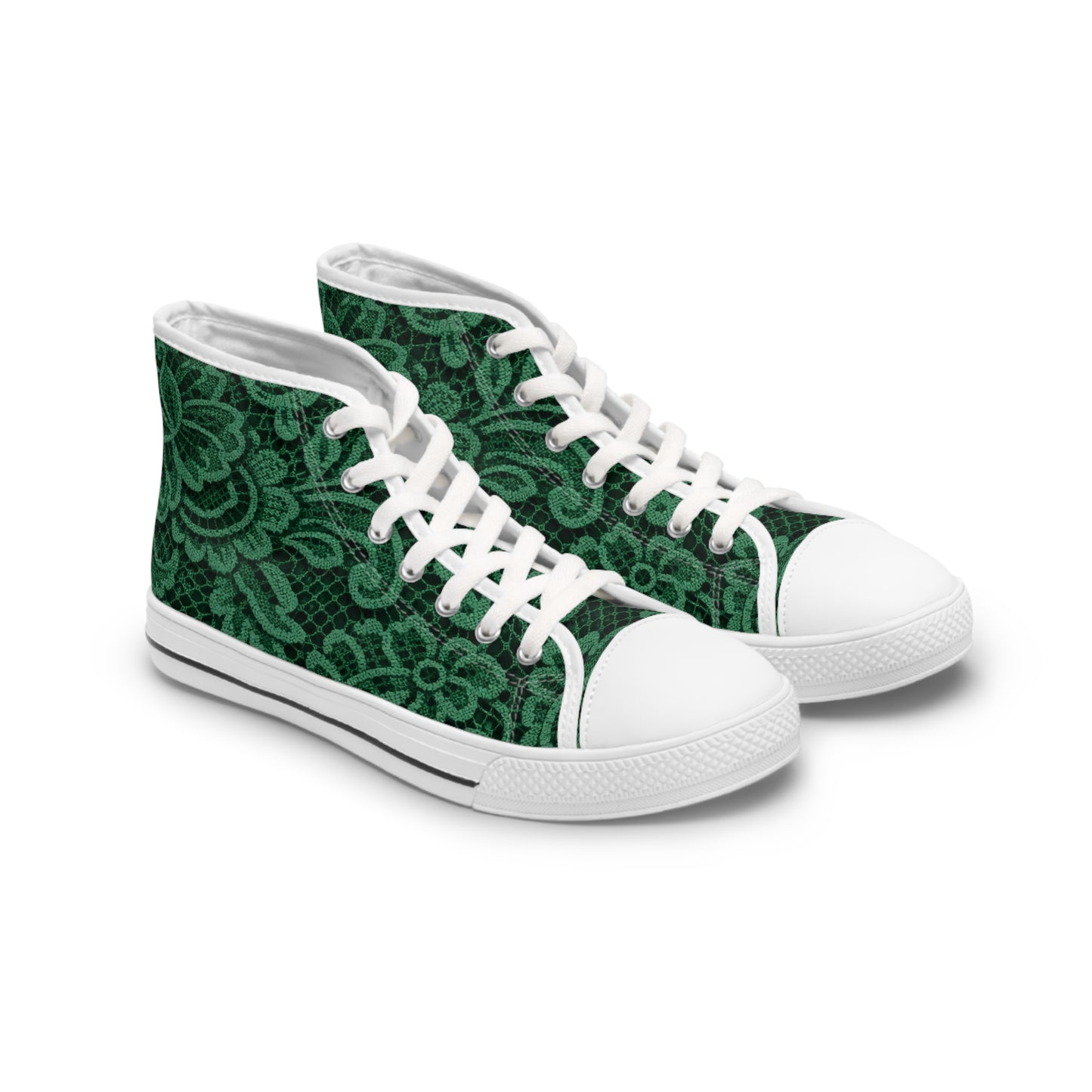 Women’s High Top Sneakers — Emerald Lace Floral Print