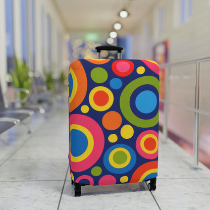 Colorful Retro Circles Luggage Cover — Bright Travel Suitcase Protector