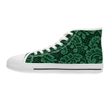 Women’s High Top Sneakers — Emerald Lace Floral Print