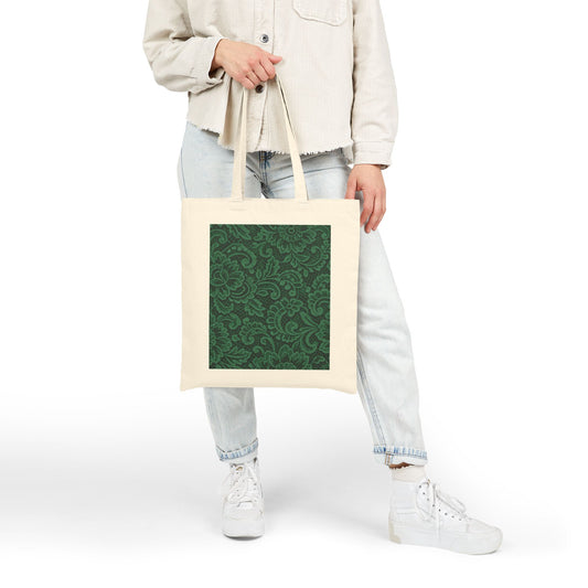 Green Paisley Canvas Tote Bag