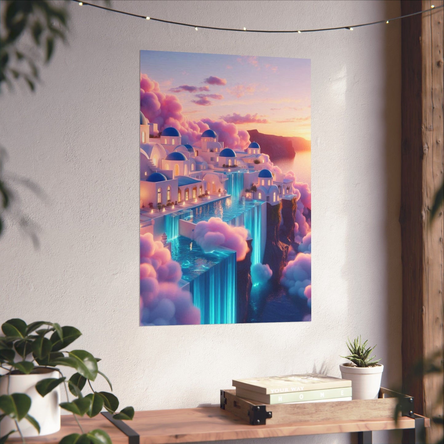 Dreamy Sunset Cloud City Matte Poster — Vertical Wall Art