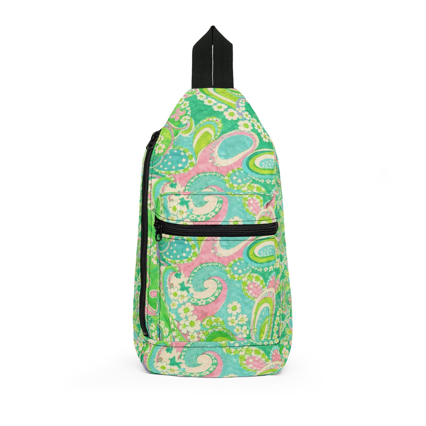 Green Paisley Sling Bag — Lightweight Floral Crossbody for Everyday Travel & Festivals