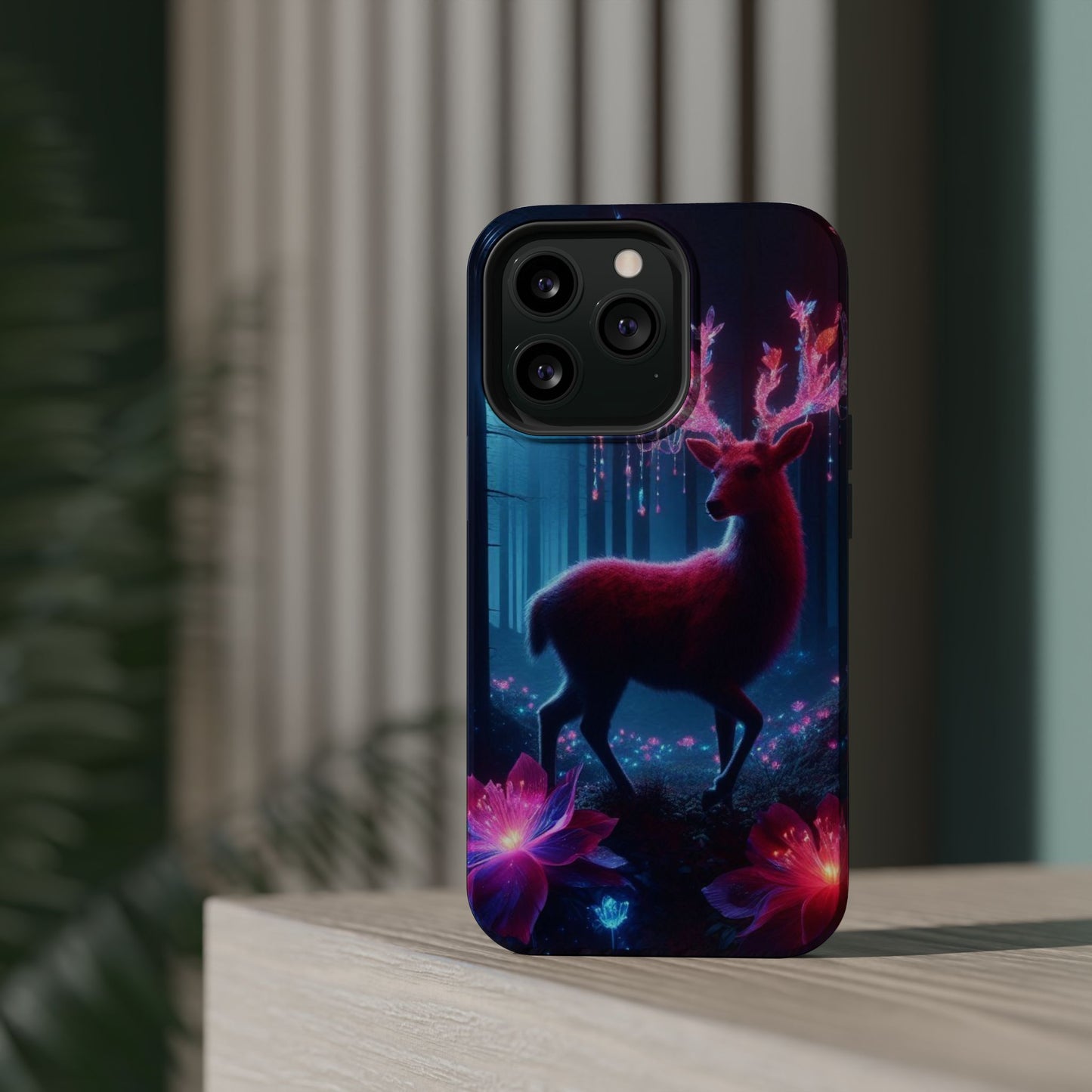 Magnetic Impact-Resistant Phone Case — Neon Fantasy Deer Forest Design