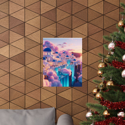 Dreamy Sunset Cloud City Matte Poster — Vertical Wall Art
