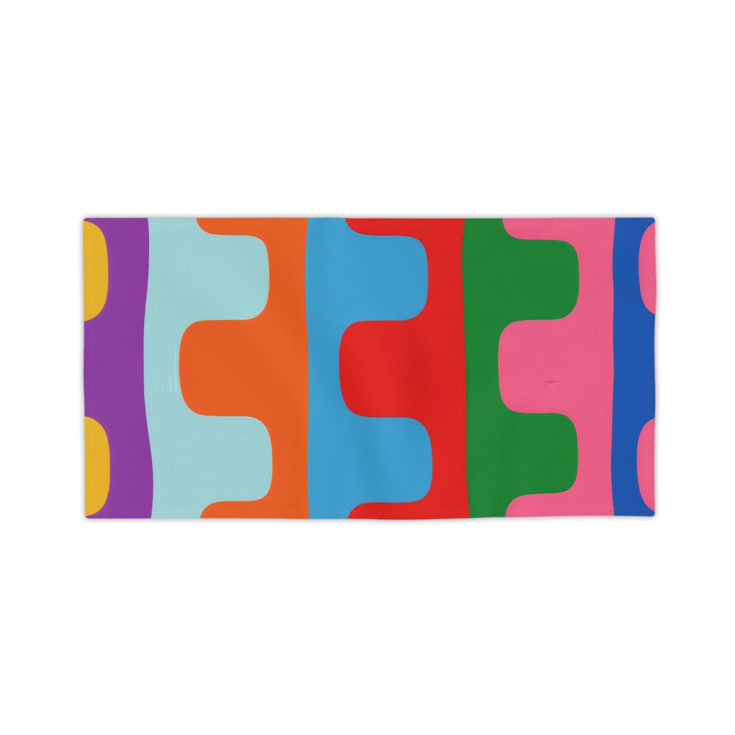 Colorwave Abstract Beach Towel — Bright Retro Geometric Stripes