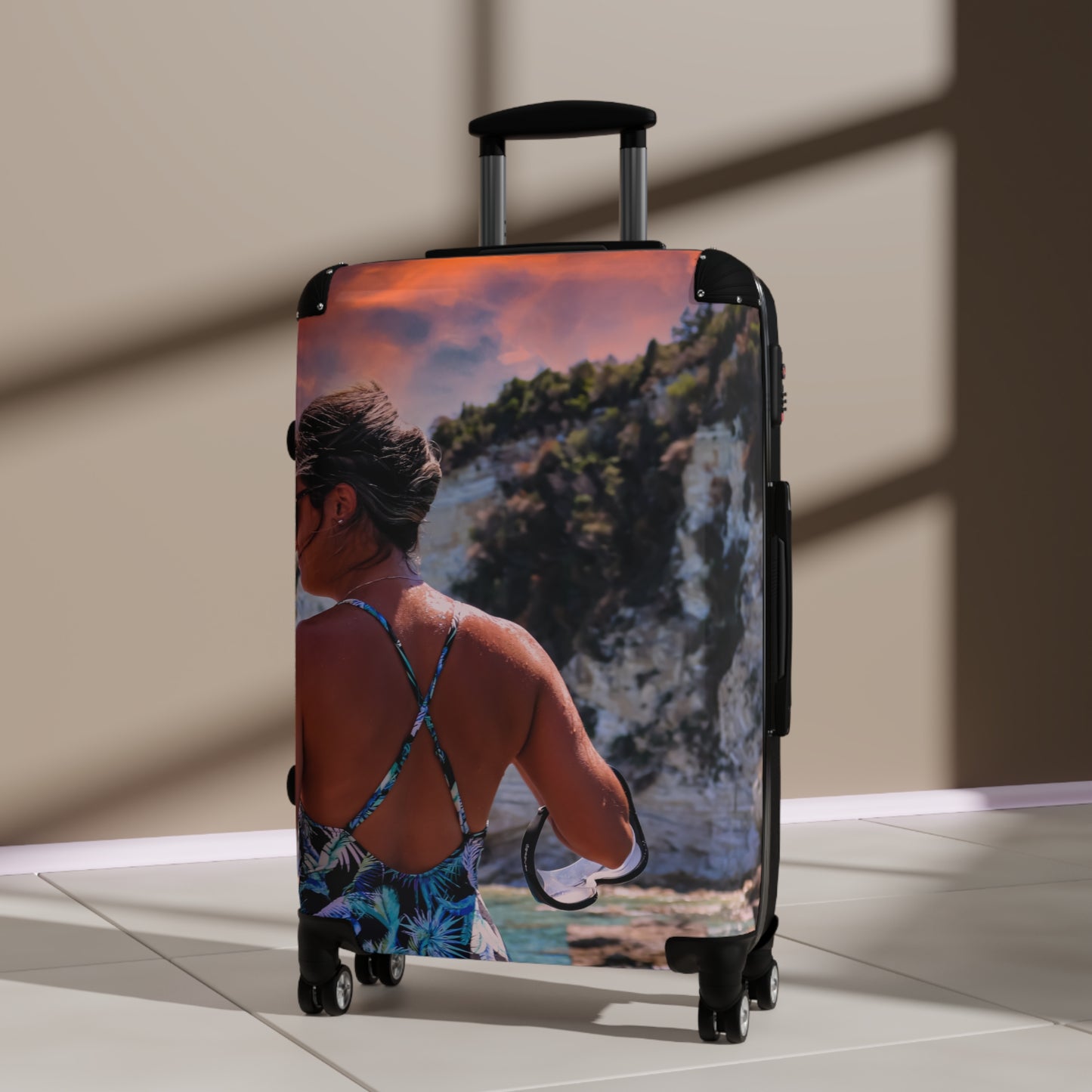 Luxury Antipaxos Greece Suitcase  Aesthetic Mediterranean Photography Luggage Unique Hard Shell Travel Bag  Greek Island Wanderlust Gift