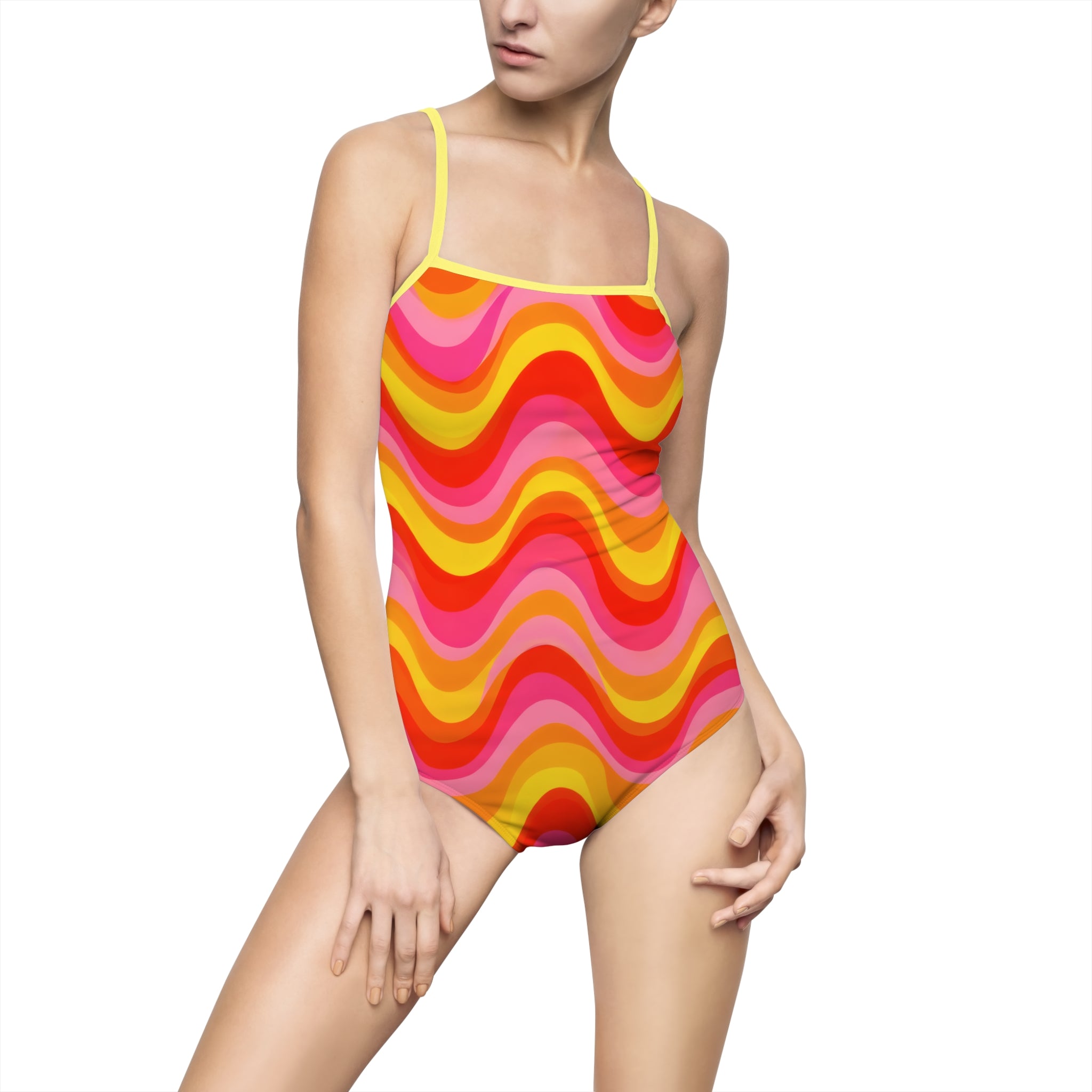 Retro Wavy Stripe One-Piece