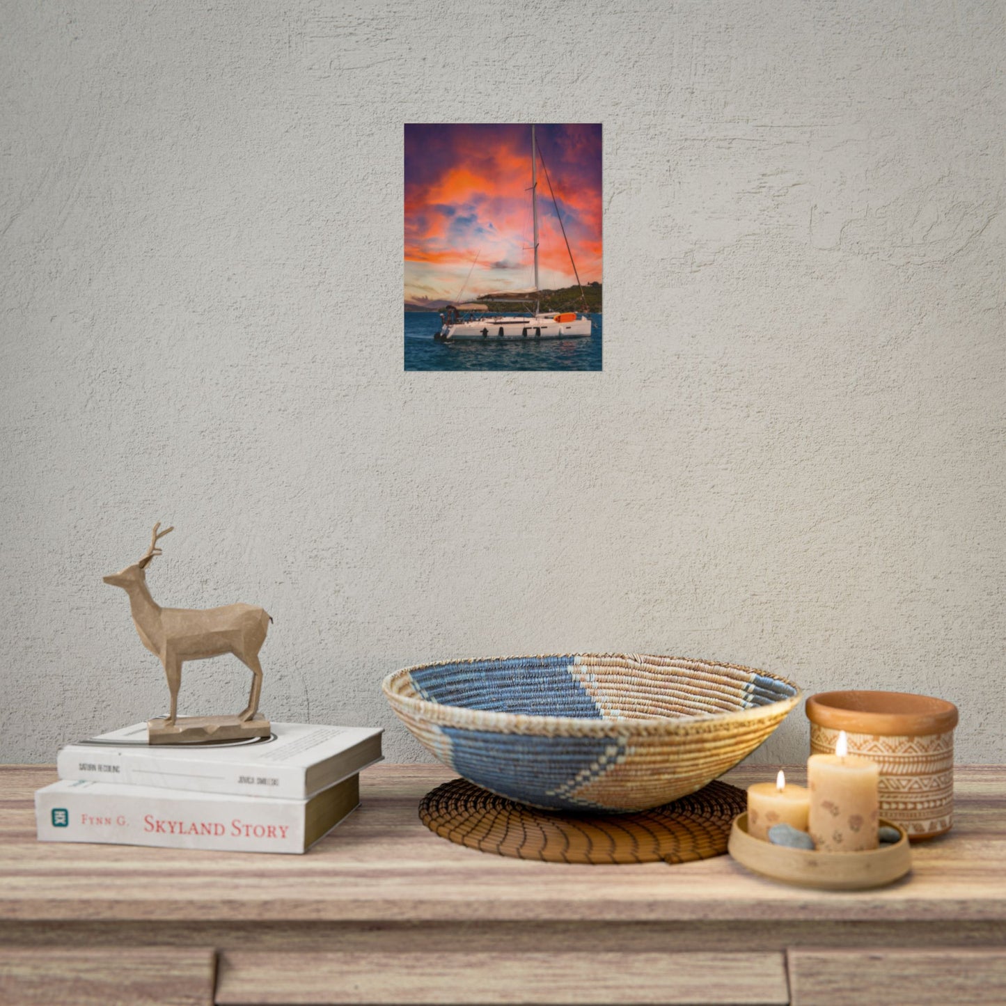 Sailboat Sunset Rolled Poster | Nautical Wall Art, Marina Sunset Print