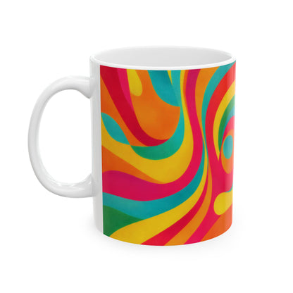 Retro Rainbow Wave Ceramic Mug | 70s Psychedelic Coffee Cup (11oz, 15oz)