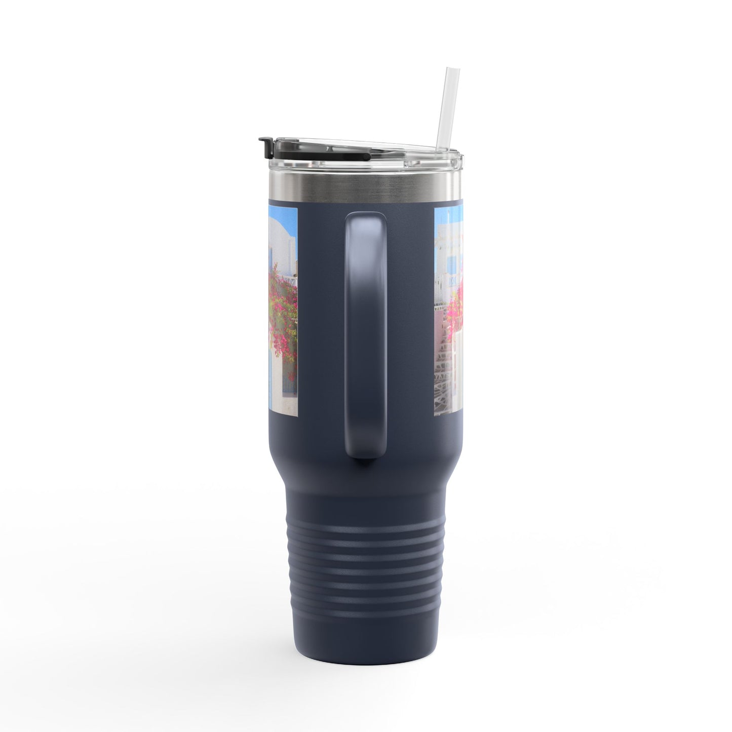 Santorini Blue Door Photo Travel Mug 40oz Insulated Tumbler