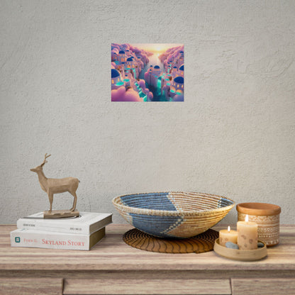 Dreamy Sunset Island Poster — Fantastical Cityscape Rolled Art Print